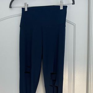Alo ripped warrior navy blue leggings